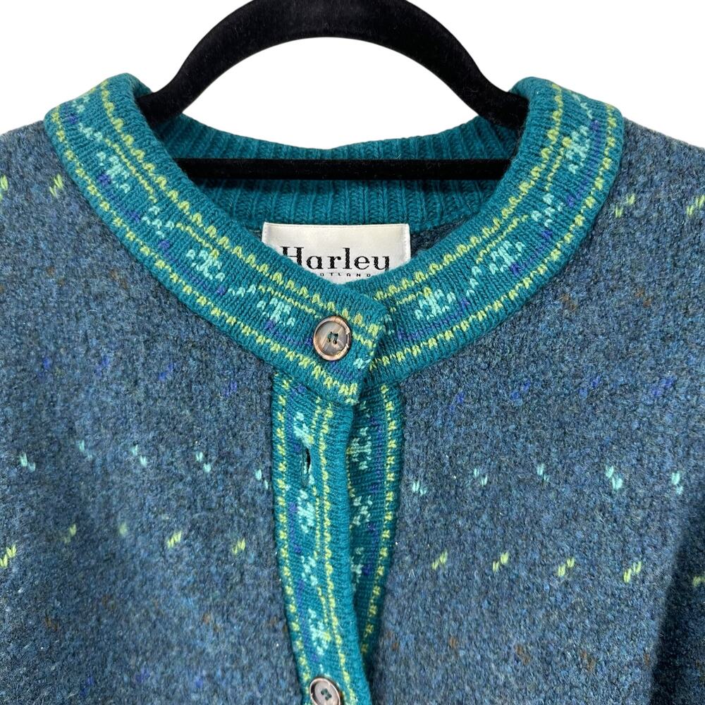 Harley of Scotland Vintage Merino Wool Blend Nordic Cardigan Women's Sz M - Picture 4 of 11